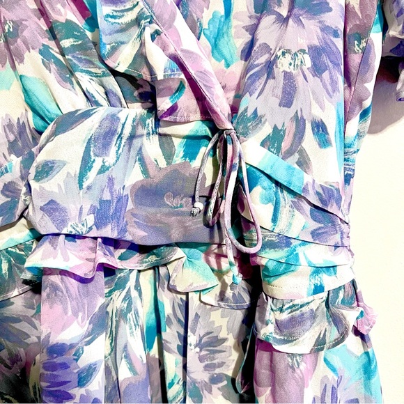 NWT For Love & Lemons Shelly Floral Lilac Ruffled Mini Puff Sleeve DressMSRP$236 - Picture 8 of 16